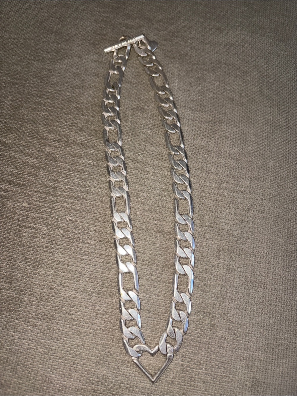 Jenny Bird Silver Chunky Link Necklace with Heart Pendant